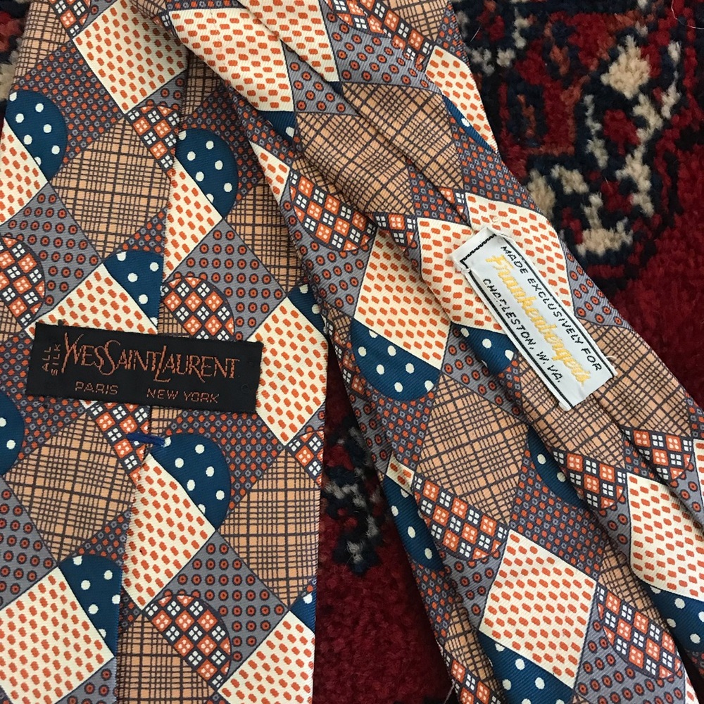 Vintage Yves Saint Laurent Funky Silk Tie Diamond